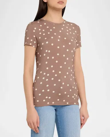 L'AGENCE Ressi Short-Sleeve Polka Dot Tee | Thumbnail 4