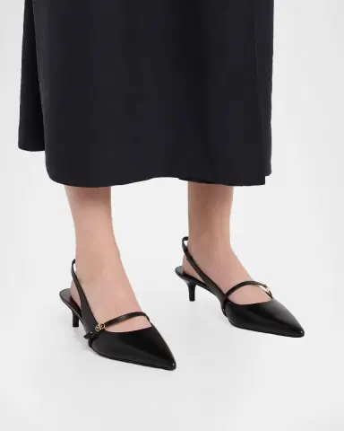 Tory Burch 45mm Double T Leather Buckle Pumps | Thumbnail 2 Tory Burch 45mm Double T Leather Buckle Pumps | Thumbnail 2