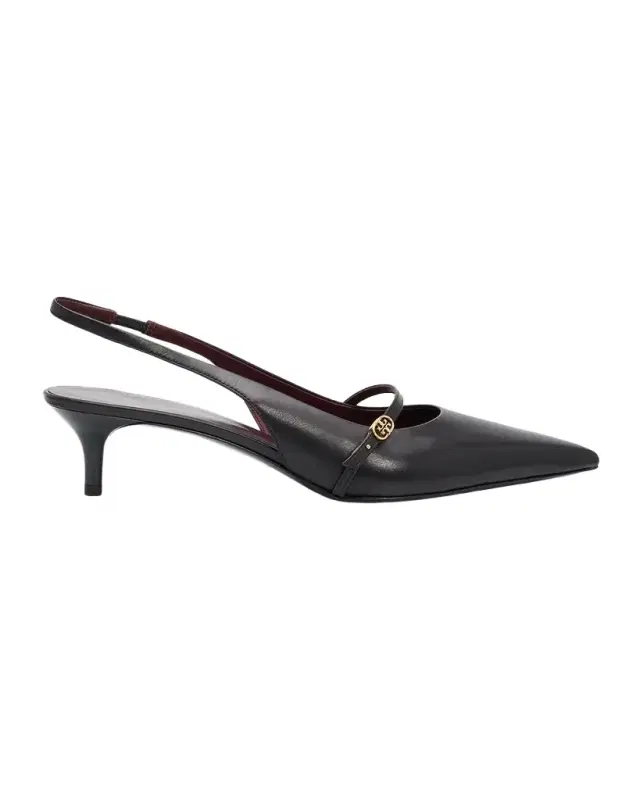 45mm Double T Leather Buckle Pumps