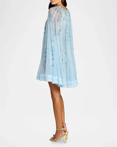 Mac Duggal Beaded Lace Cape-Sleeve Mini Dress | Thumbnail 3 Mac Duggal Beaded Lace Cape-Sleeve Mini Dress | Thumbnail 3