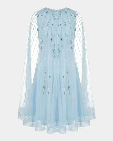 Mac Duggal Beaded Lace Cape-Sleeve Mini Dress | Thumbnail 6 Mac Duggal Beaded Lace Cape-Sleeve Mini Dress | Thumbnail 6