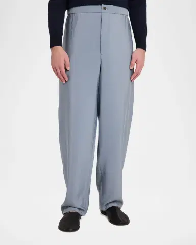 Giorgio Armani Men's Silk Wide-Leg Trousers | Thumbnail 4