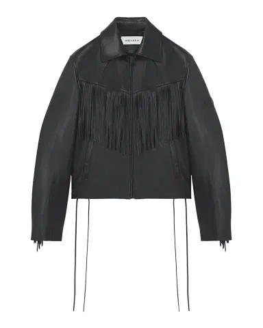 Alexander McQueen Men's Western Fringe-Trim Leather Jacket | Thumbnail 1