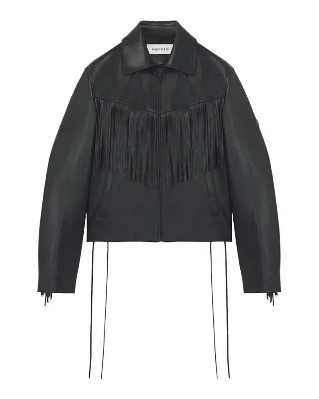 McQueen Men 's Western Fringe-Trim Leather Jacket