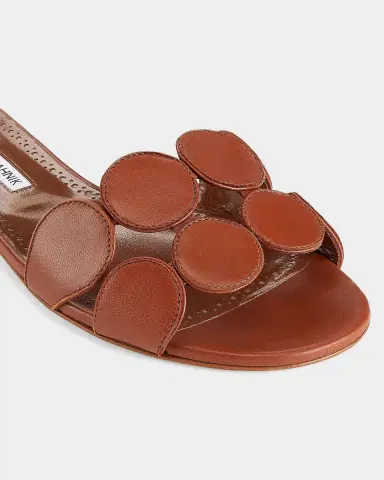 Manolo Blahnik Circle-Cut Leather Slide Sandals | Thumbnail 2 Manolo Blahnik Circle-Cut Leather Slide Sandals | Thumbnail 2