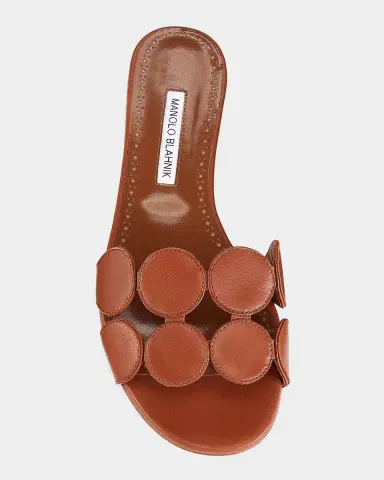 Manolo Blahnik Circle-Cut Leather Slide Sandals | Thumbnail 3 Manolo Blahnik Circle-Cut Leather Slide Sandals | Thumbnail 3