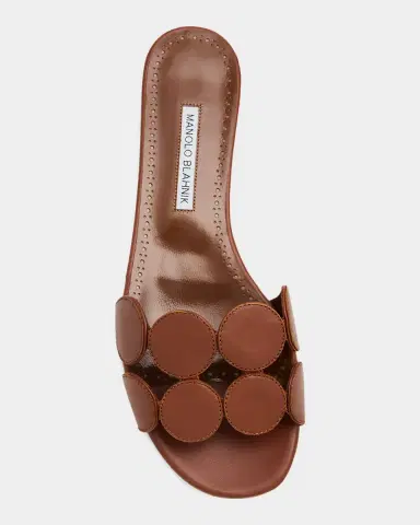 Manolo Blahnik Circle-Cut Leather Slide Sandals | Thumbnail 6 Manolo Blahnik Circle-Cut Leather Slide Sandals | Thumbnail 6