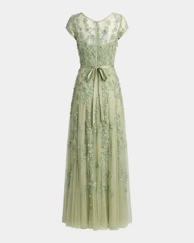Mac Duggal Beaded Mesh Cap-Sleeve Gown | Thumbnail 5