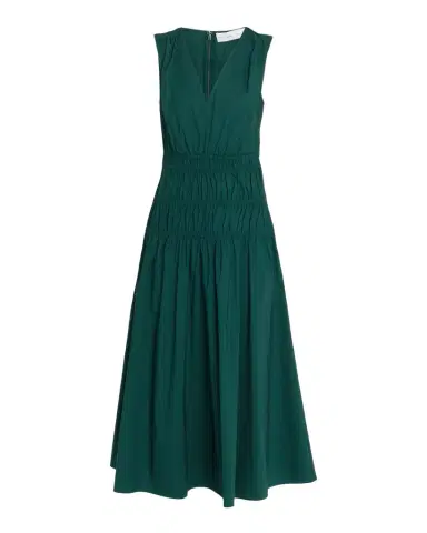 Proenza Schouler White Label Loren Sleeveless Ruched Waist Cotton Midi Dress | Thumbnail 1 Proenza Schouler White Label Loren Sleeveless Ruched Waist Cotton Midi Dress | Thumbnail 1