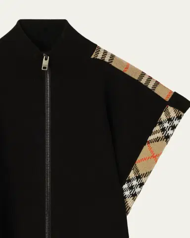 Burberry Girl's Izza Check-Trim Wool Cape | Thumbnail 3 Burberry Girl's Izza Check-Trim Wool Cape | Thumbnail 3