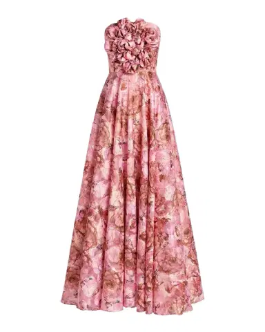 Mac Duggal Strapless Floral A-Line Gown w/ 3D Flower | Thumbnail 1 Mac Duggal Strapless Floral A-Line Gown w/ 3D Flower | Thumbnail 1