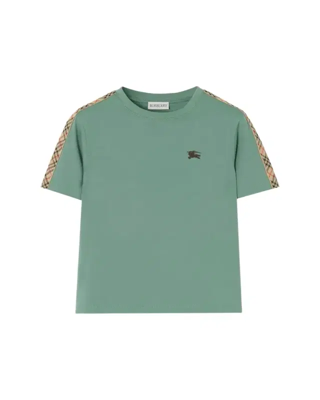 Boy 's Check-Trim Cotton T-Shirt, Size 4-14