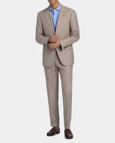 Emporio Armani Tonal Textured Single-Breasted Wool, Silk & Linen Suit | Thumbnail 2 Emporio Armani Tonal Textured Single-Breasted Wool, Silk & Linen Suit | Thumbnail 2