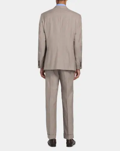 Emporio Armani Tonal Textured Single-Breasted Wool, Silk & Linen Suit | Thumbnail 3 Emporio Armani Tonal Textured Single-Breasted Wool, Silk & Linen Suit | Thumbnail 3