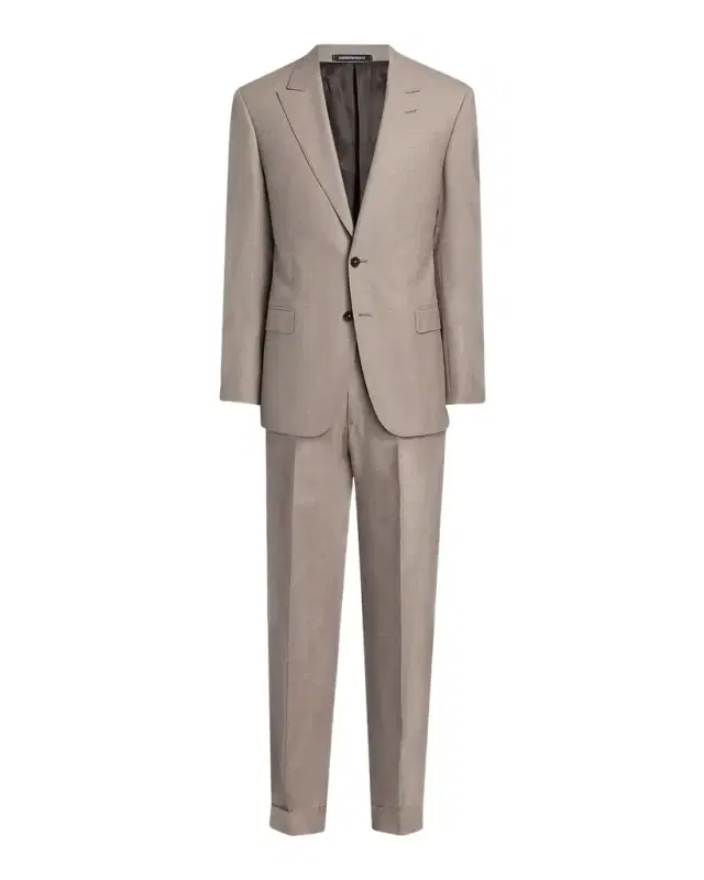 Emporio Armani Tonal Textured Single-Breasted Wool, Silk & Linen Suit