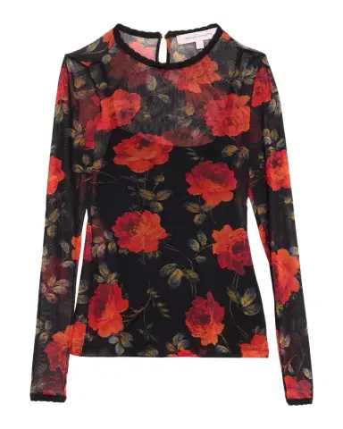 Carolina Herrera Rose Mesh Long-Sleeve Top | Thumbnail 1