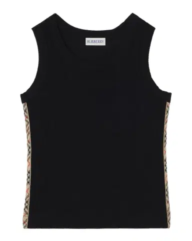Burberry Girl's Gabriela Check-Trim Cotton Vest | Thumbnail 1