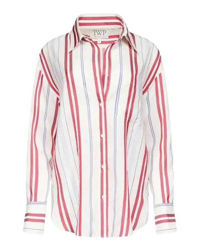 TWP Big Joe Striped Silk Button-Front Shirt