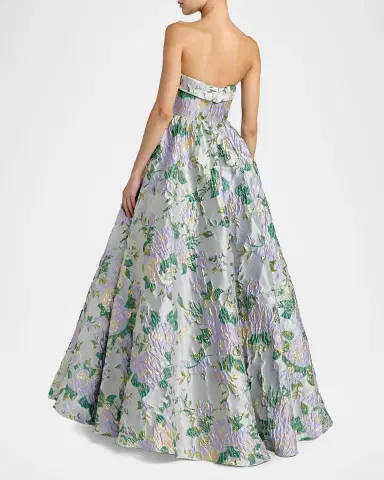 Mac Duggal Strapless Floral Brocade Ball Gown | Thumbnail 3 Mac Duggal Strapless Floral Brocade Ball Gown | Thumbnail 3