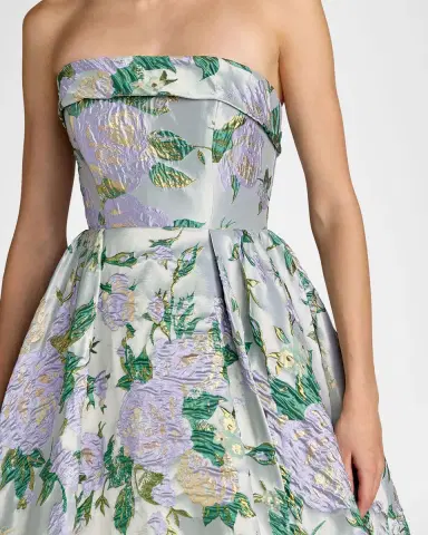 Mac Duggal Strapless Floral Brocade Ball Gown | Thumbnail 4 Mac Duggal Strapless Floral Brocade Ball Gown | Thumbnail 4