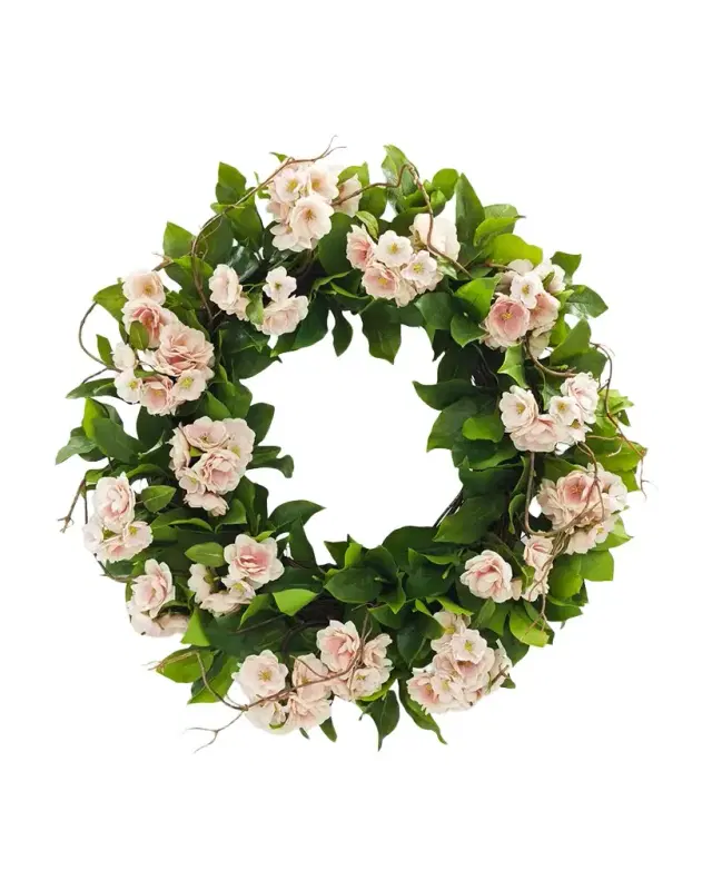 Winward Home Faux Peach Blossom 24" Wreath