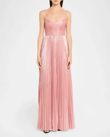 Retrofête Rhosyn Scoop-Neck Pleated Lame Maxi Dress | Thumbnail 2 Retrofête Rhosyn Scoop-Neck Pleated Lame Maxi Dress | Thumbnail 2