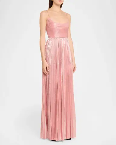 Retrofête Rhosyn Scoop-Neck Pleated Lame Maxi Dress | Thumbnail 4 Retrofête Rhosyn Scoop-Neck Pleated Lame Maxi Dress | Thumbnail 4
