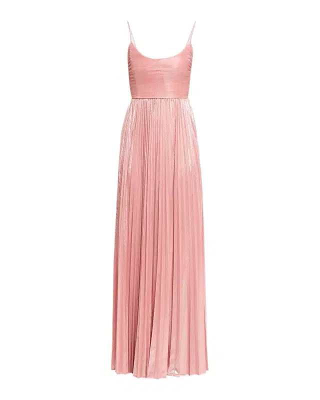 Retrofete Rhosyn Scoop-Neck Pleated Lame Maxi Dress