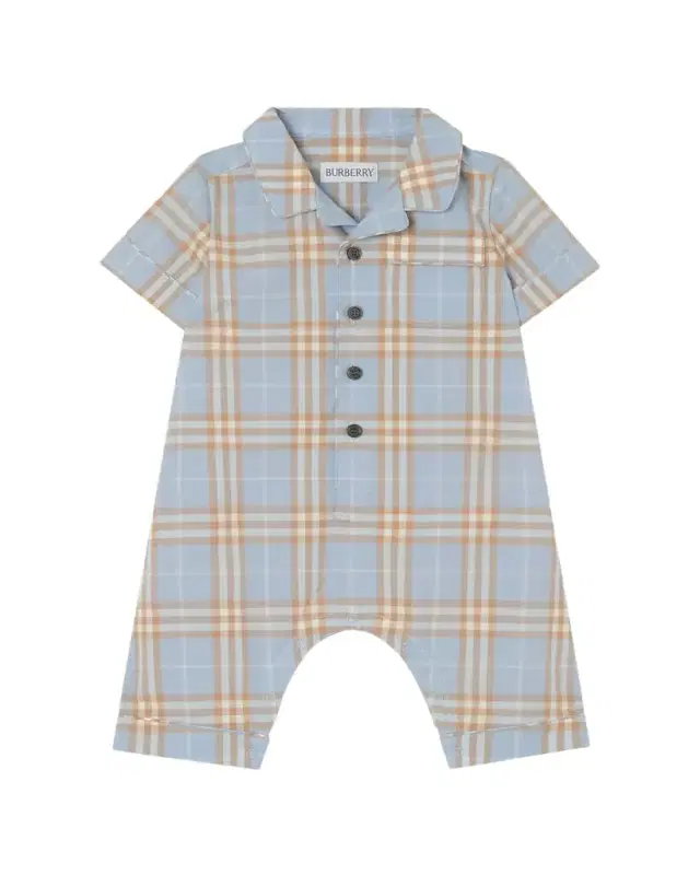 Burberry Boy 's Andreas Check Cotton Playsuit, Size 1M-18M