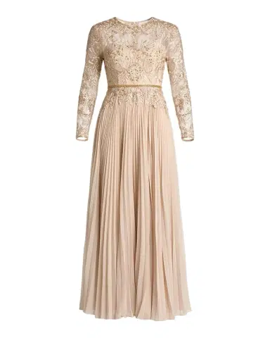 Mac Duggal Petite Pleated Chiffon and Bead-Embroidered Mesh Gown | Thumbnail 1 Mac Duggal Petite Pleated Chiffon and Bead-Embroidered Mesh Gown | Thumbnail 1