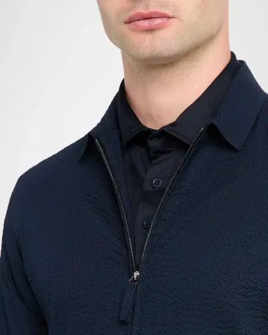 Giorgio Armani Men's Cotton Seersucker Full-Zip Shirt Jacket | Thumbnail 5