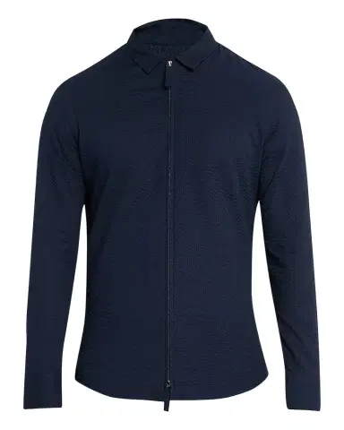 Giorgio Armani Men's Cotton Seersucker Full-Zip Shirt Jacket | Thumbnail 1