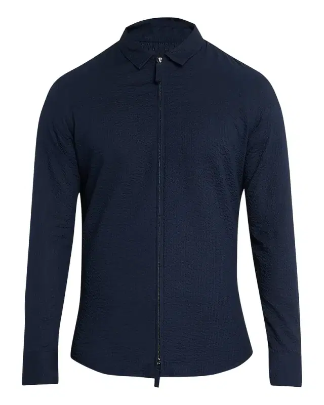Giorgio Armani Men 's Cotton Seersucker Full-Zip Shirt Jacket