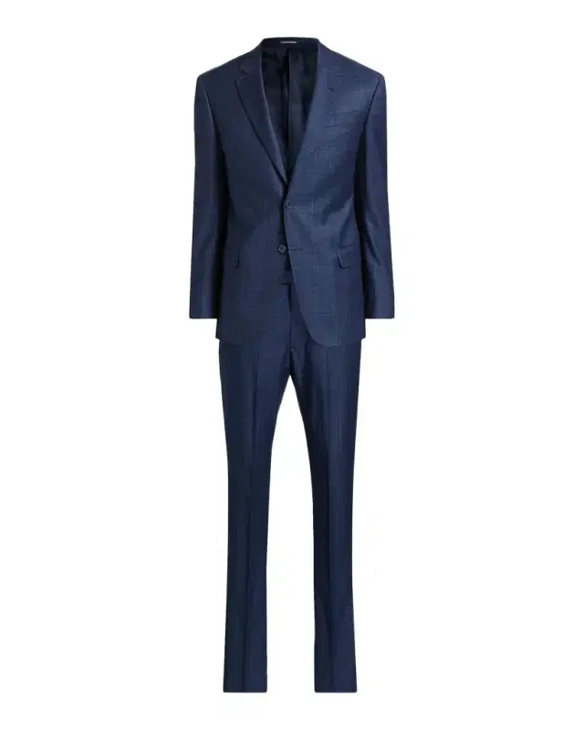 Emporio Armani Windowpane Plaid Single-Breasted Wool Suit