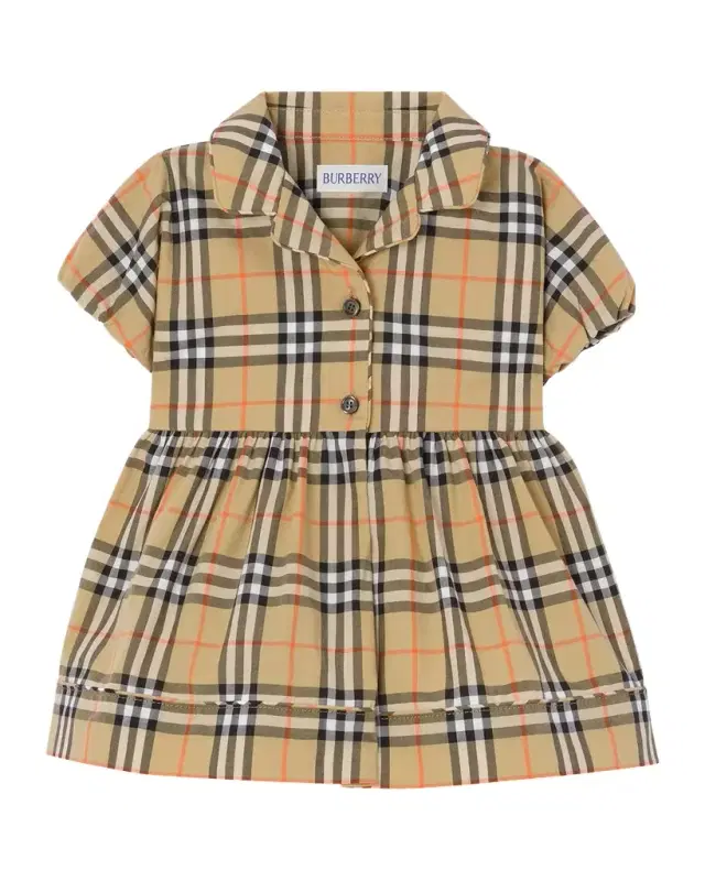 Burberry Girl 's Bea Check Cotton Dress & Bloomers Set, Size 3M-18M