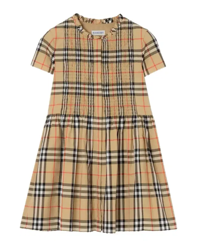 Burberry Girl 's Rose Check Dress, Size 4-