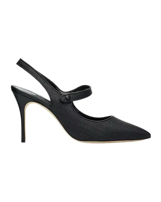 90mm Camparisli Raffia Slingback Pumps