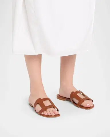 Manolo Blahnik Grellanu Leather Flat Slide Sandals | Thumbnail 2