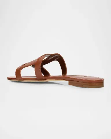Manolo Blahnik Grellanu Leather Flat Slide Sandals | Thumbnail 4