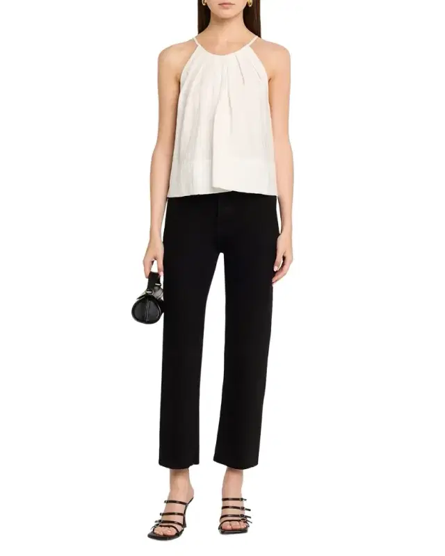 A.L.C. Caroline Pleated Scoop-Neck Top