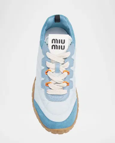 Miu Miu Technical Fabric and Suede Low-Top Sneakers | Thumbnail 6 Miu Miu Technical Fabric and Suede Low-Top Sneakers | Thumbnail 6