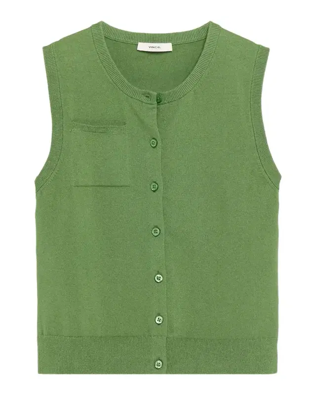 Vince Sleeveless Patch Pocket Cardigan