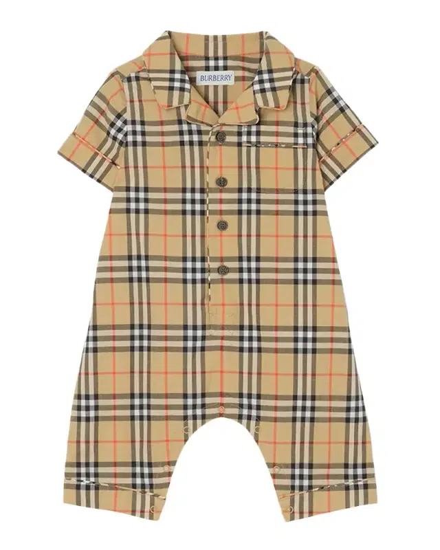 Burberry Boy 's Andreas Check Cotton Shortall, Size 3M-18M