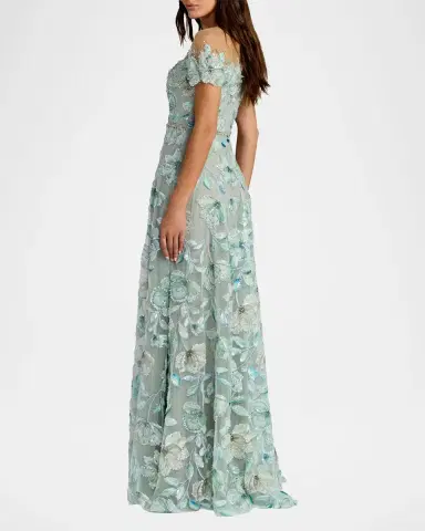 Mac Duggal Beaded Floral Applique Illusion Gown | Thumbnail 3 Mac Duggal Beaded Floral Applique Illusion Gown | Thumbnail 3