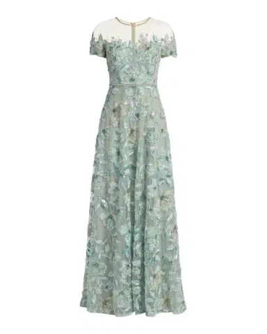 Mac Duggal Beaded Floral Applique Illusion Gown | Thumbnail 1 Mac Duggal Beaded Floral Applique Illusion Gown | Thumbnail 1