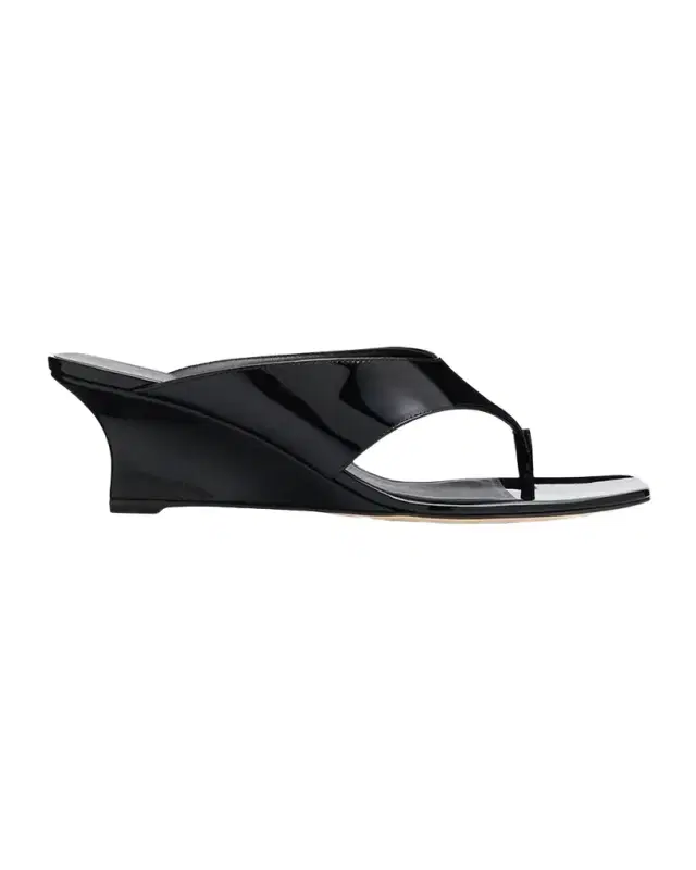 Stuart Weitzman 0mm Vinnie Patent Leather Thong Sandals