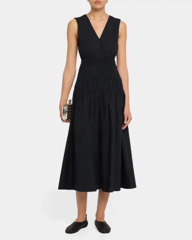 Proenza Schouler White Label Loren Sleeveless Ruched Waist Cotton Midi Dress | Thumbnail 2 Proenza Schouler White Label Loren Sleeveless Ruched Waist Cotton Midi Dress | Thumbnail 2