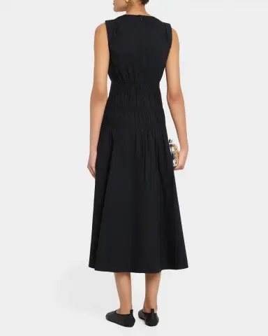 Proenza Schouler White Label Loren Sleeveless Ruched Waist Cotton Midi Dress | Thumbnail 3 Proenza Schouler White Label Loren Sleeveless Ruched Waist Cotton Midi Dress | Thumbnail 3