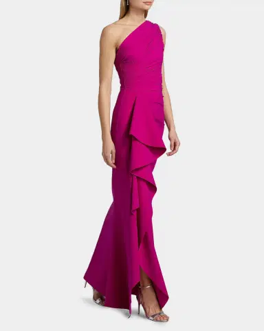 Chiara Boni La Petite Robe Ruched One-Shoulder Ruffle Gown | Thumbnail 2 Chiara Boni La Petite Robe Ruched One-Shoulder Ruffle Gown | Thumbnail 2