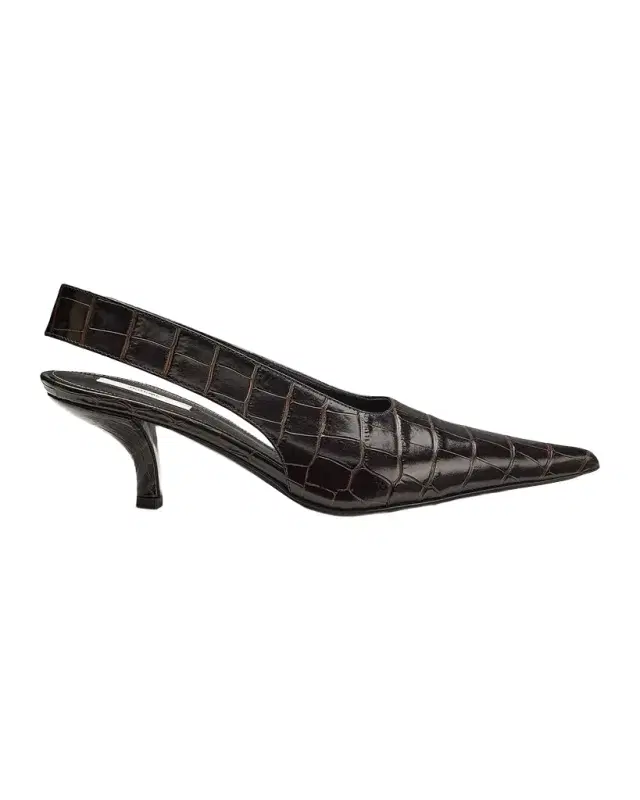 Toteme Croco-Embossed Leather Slingback Pumps